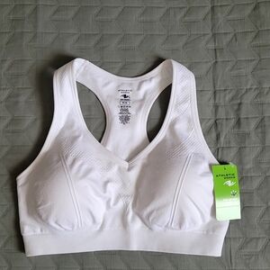 Athletic Works White V-Neck Seamless Racerback Sports Bra
